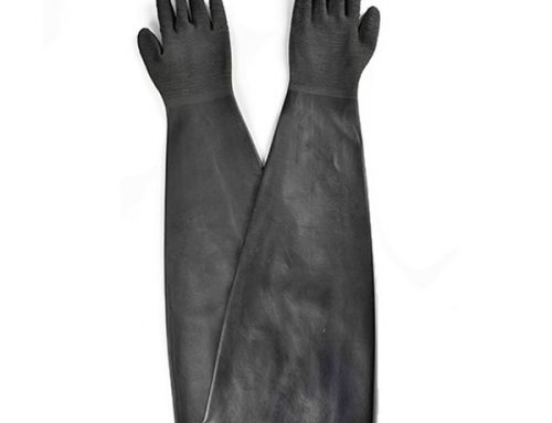 32”rubber glove with cotton linning-smooth finish